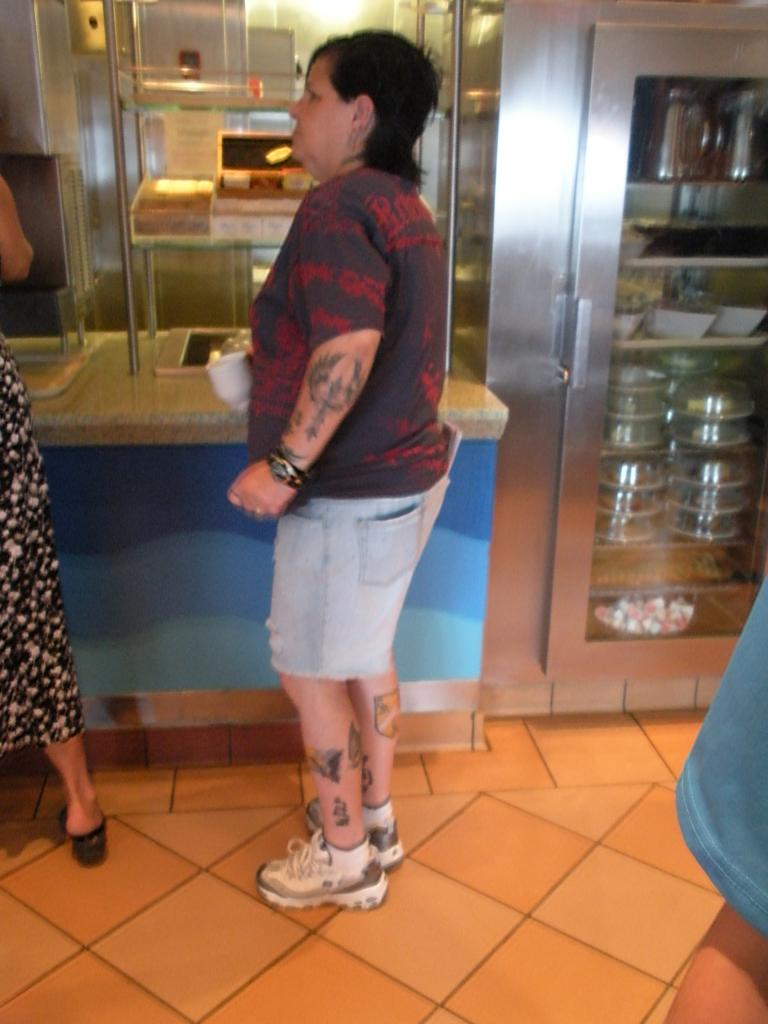 A picture of Tattoo Lady. She lives with Bertha and B. She has harry potter