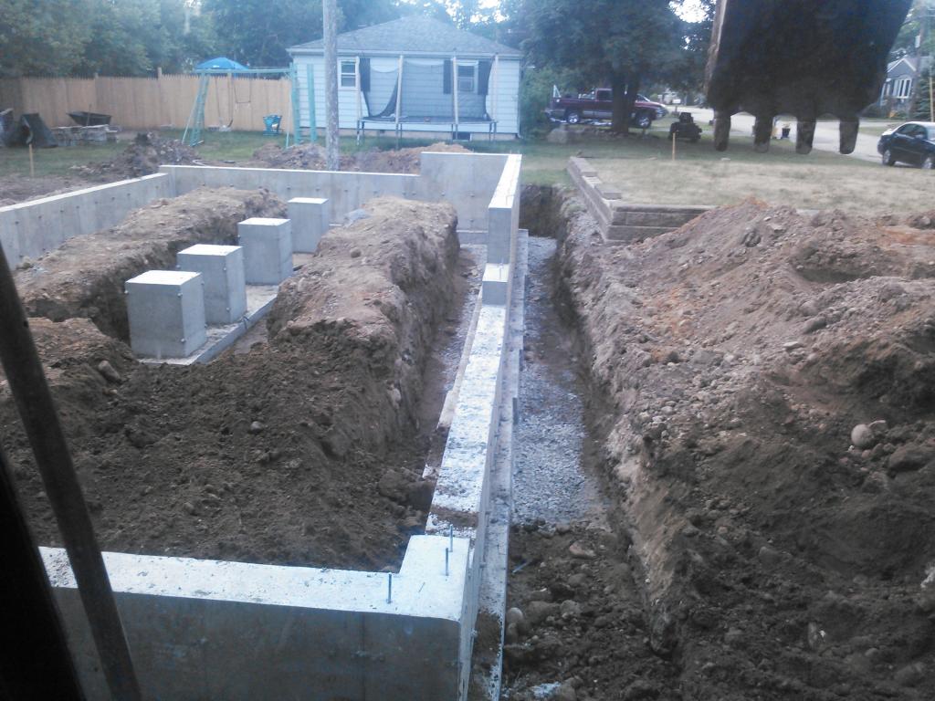 footings for garage excavated by Phil's Excavating excavation for garage foundation