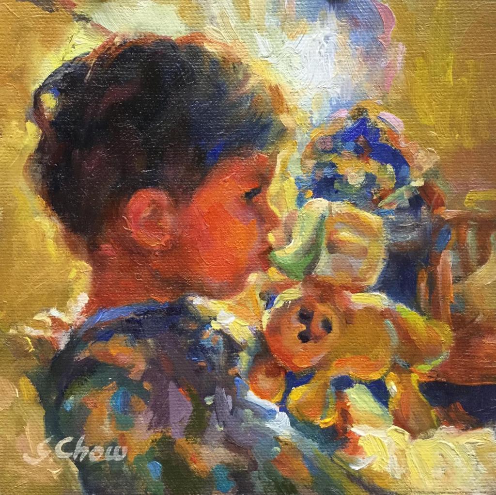 Night Cap 6"x6" oil Night Cap by Gloria Chow