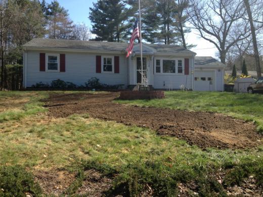 carefully graded yard after digging trench